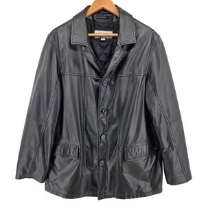 Wilsons Leather M. Julian Mens Black Leather Button Up Blazer Jacket L